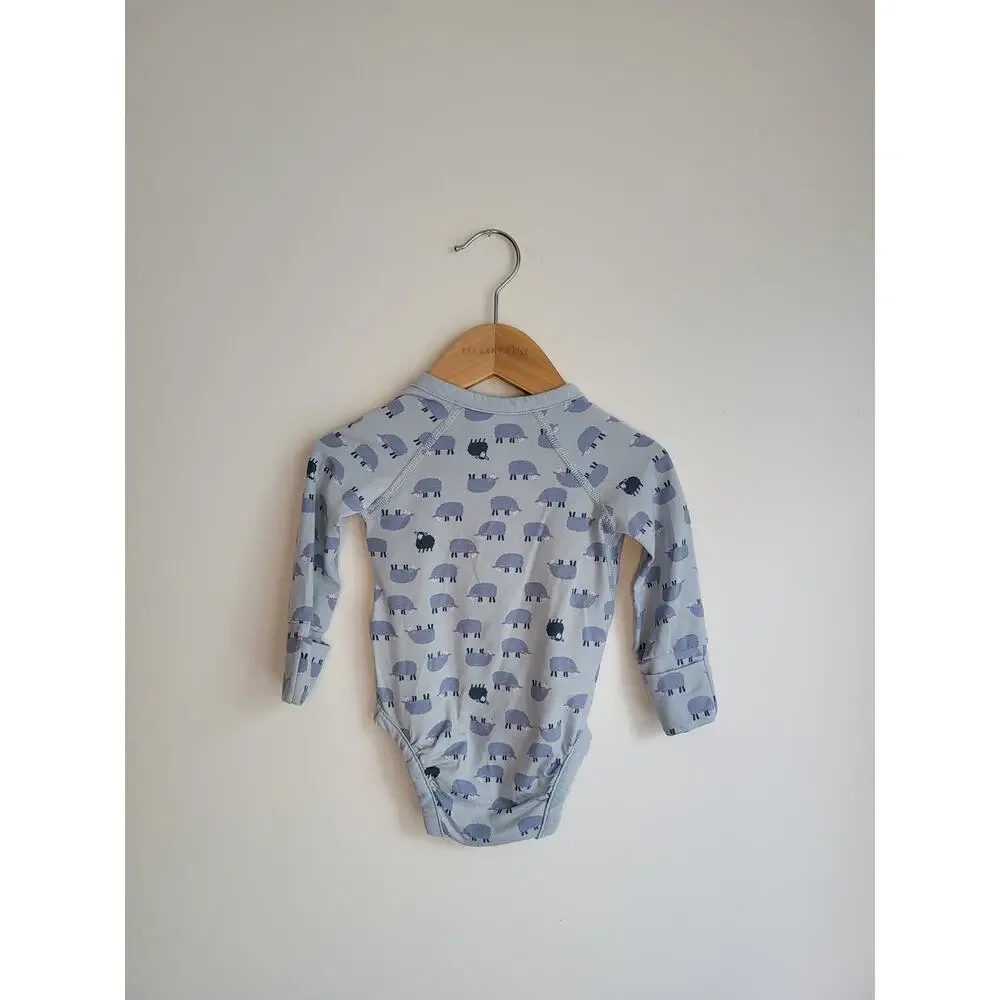 Hanna Andersson Size 70 6-12m Wrap Front Baby Boy Bodysuit EUC